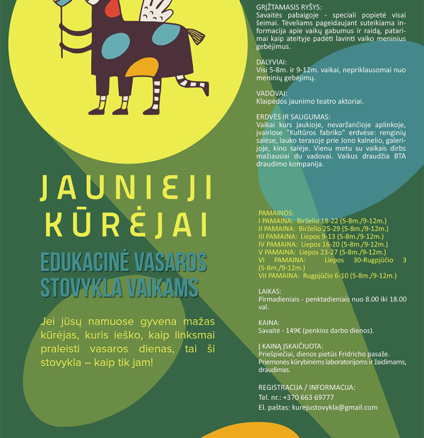 STOVYKLA „JAUNIEJI KŪRĖJAI“ – KŪRYBINGA VASARA KLAIPĖDOJE